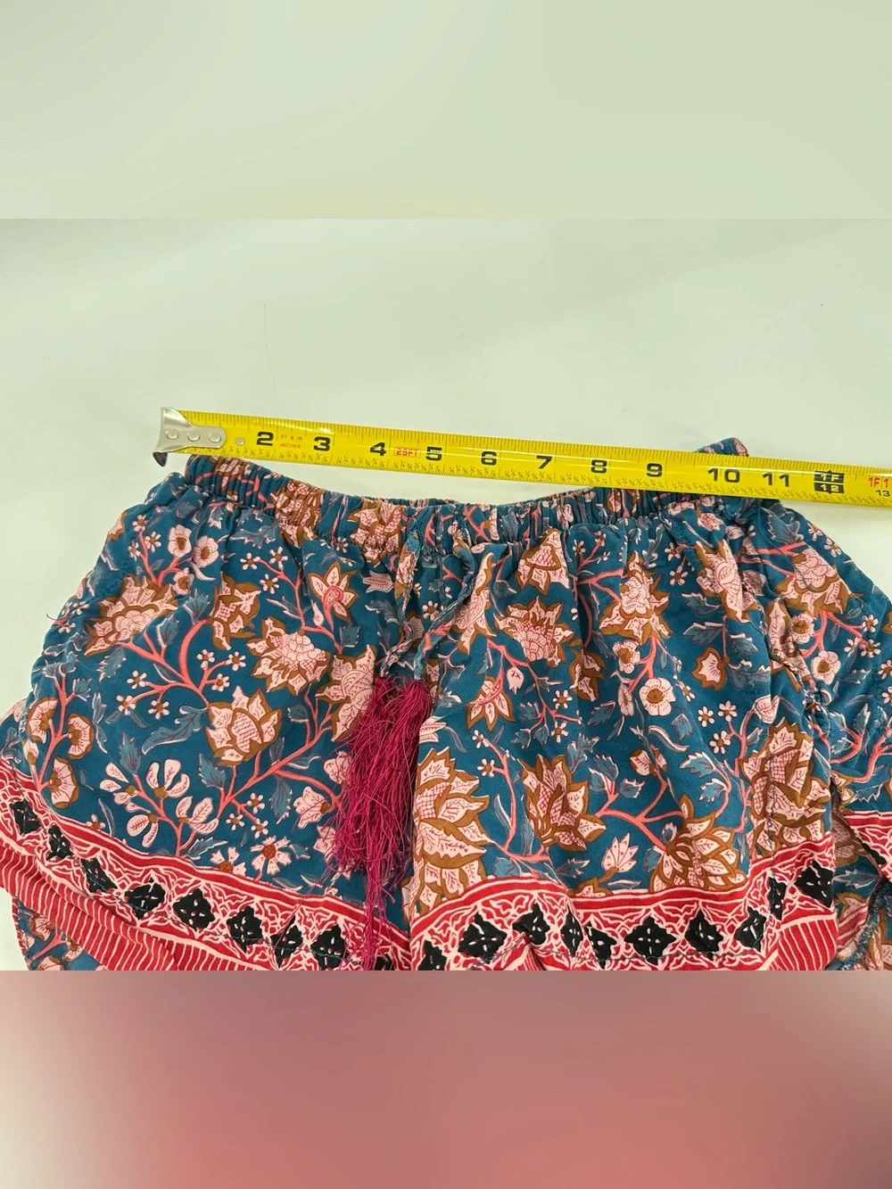 Natalie Martin Tash Shorts Womens XS Blue Pink Floral Print Rayon Pockets